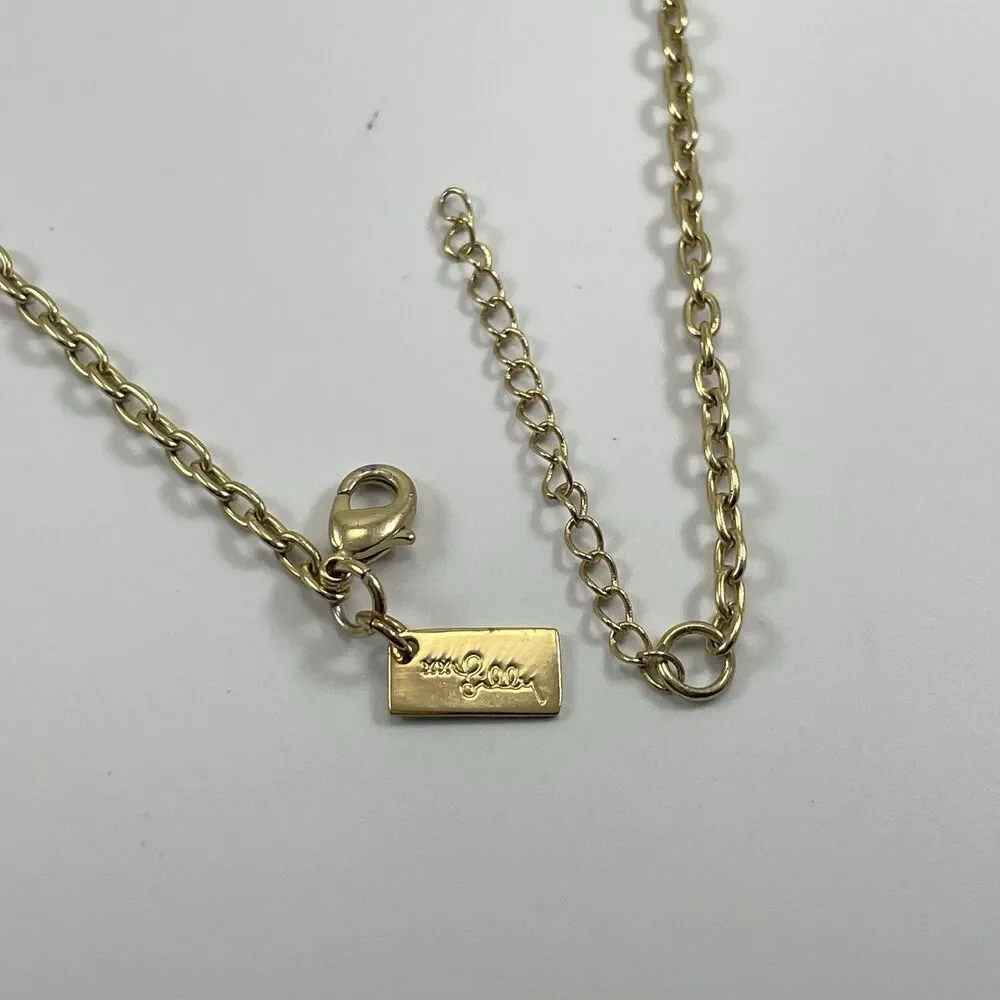 Lilly Pulitzer XX Lilly Necklace Long Gold Tone Chain Devil Angle Charm Boho